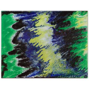 Tableau abstrait moderne "Verjaublu" – Un tourbillon d'énergie colorée par Denis Regoin